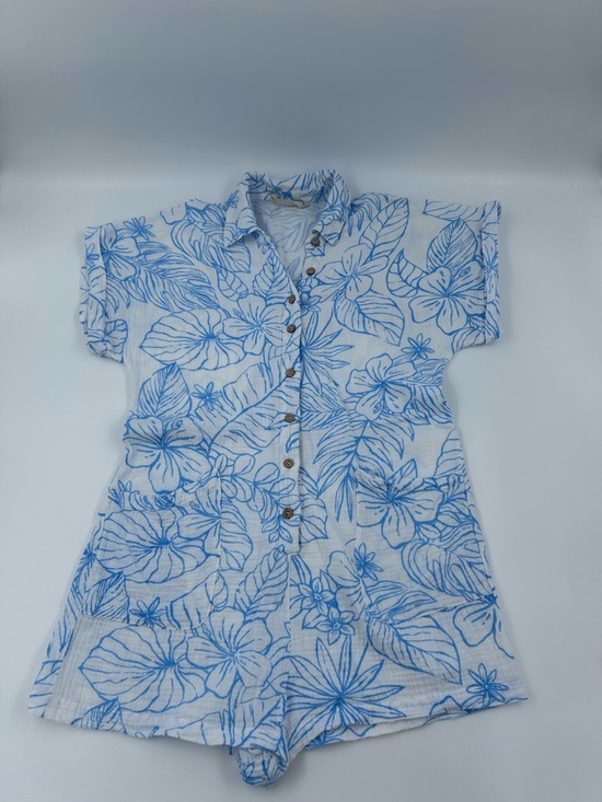 Ocean Drive Pants - Ocean Drive White Romper with Blue Floral  Print M